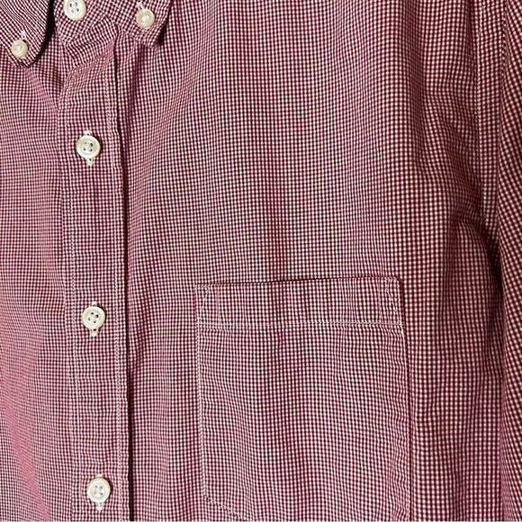 J.Crew Factory Mens Button Down Long Sleeve Dress Shirt Red Checkered Large (L) - Picture 2 of 5